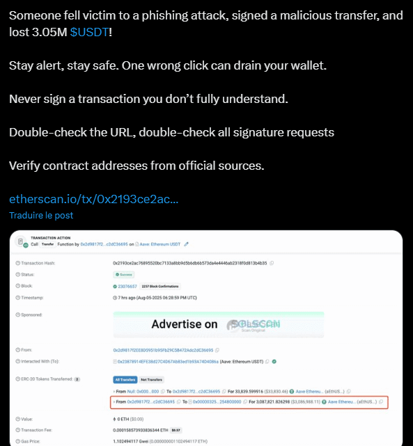 Crypto : Un clic de trop et 3 millions de dollars partent en fumée