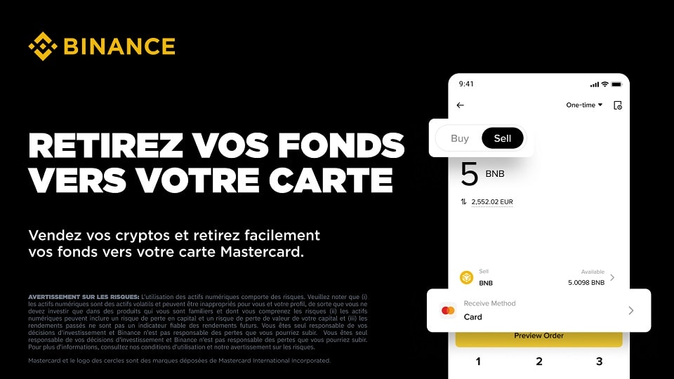Binance propose un nouveau service pour convertir ses cryptos en euros vers une carte Mastercard