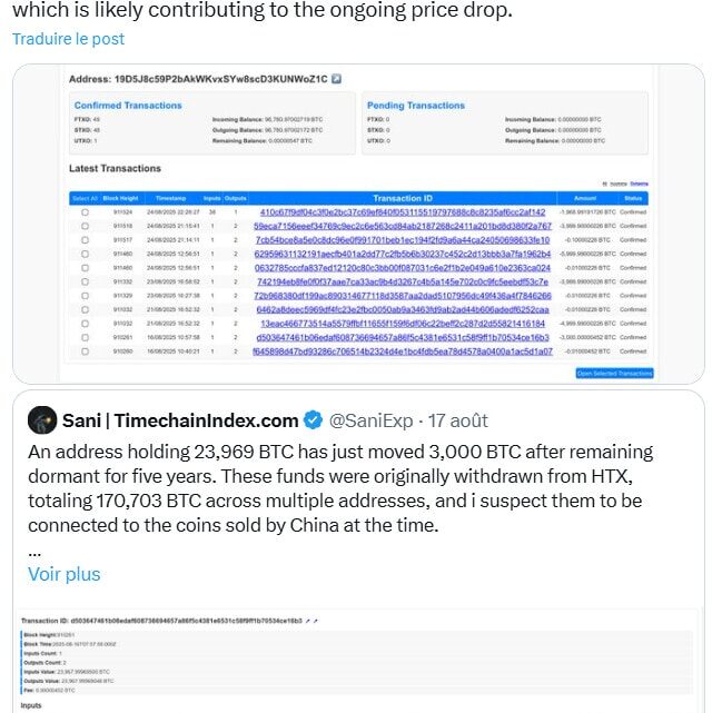 Bitcoin : une baleine vend 24 000 BTC et provoque un flash crash et des liquidations monstres