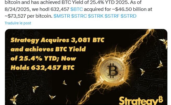 Bitcoin : Strategy achète pour 357 millions de dollars de BTC supplémentaires
