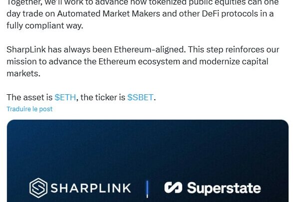 Tokenisation : SharpLink Gaming va émettre des actions SBET sur Ethereum