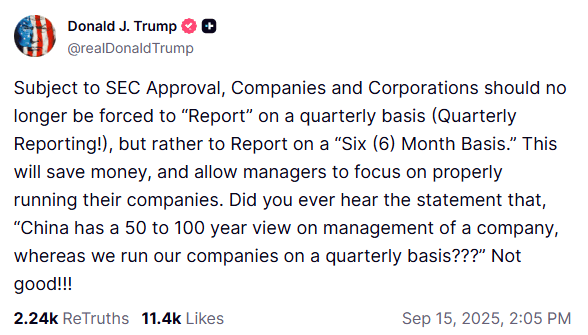 USA : le président Trump souhaite que la SEC réduise la fréquence des rapports financiers des entreprises