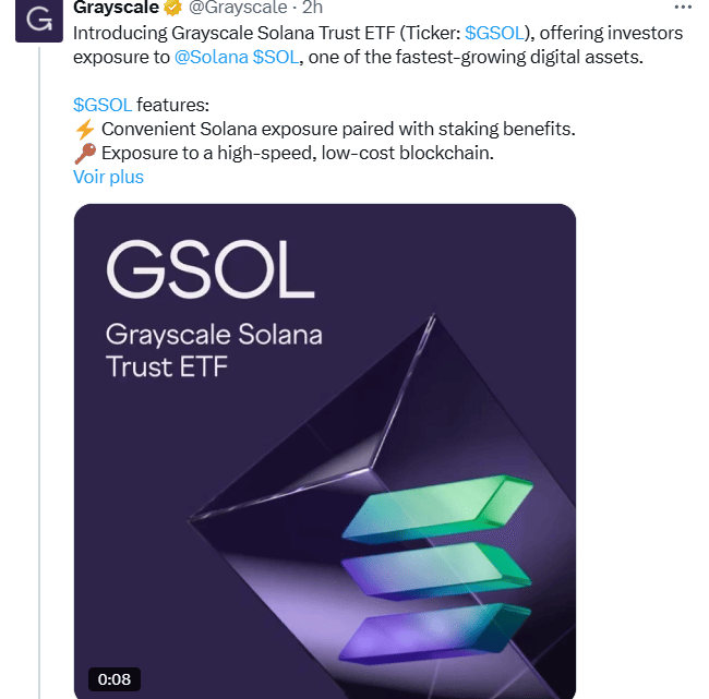 Déferlante d’ETF Solana : Grayscale lance son fonds GSOL à la bourse de New York