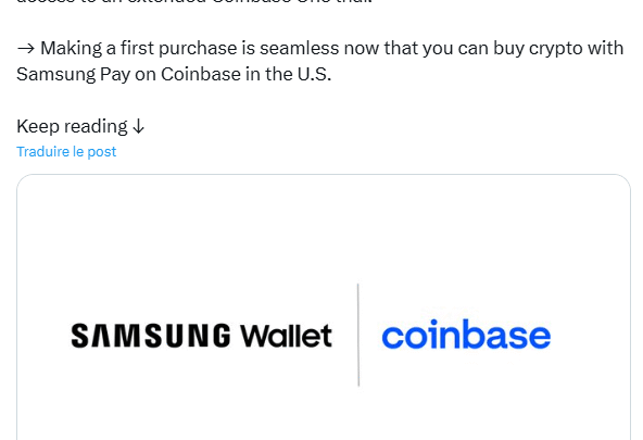 Samsung et Coinbase s’associent pour offrir un accès crypto à 75 millions d’utilisateurs de Galaxy