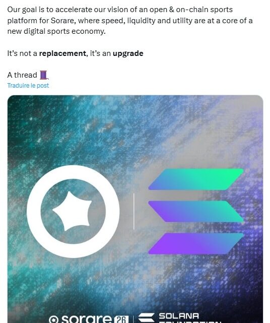 Sorare, le géant du fantasy sport, quitte Ethereum pour Solana