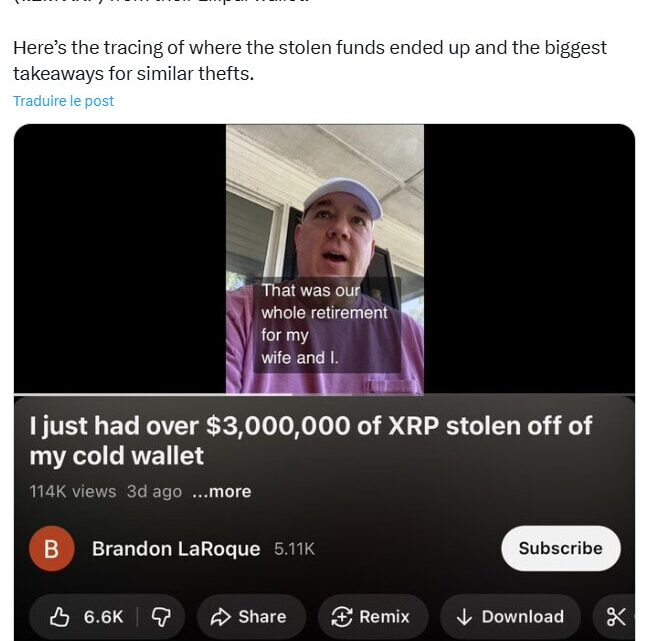 Hack crypto : 3 millions $ en XRP dérobés suite à une confusion entre cold wallet et hot wallet