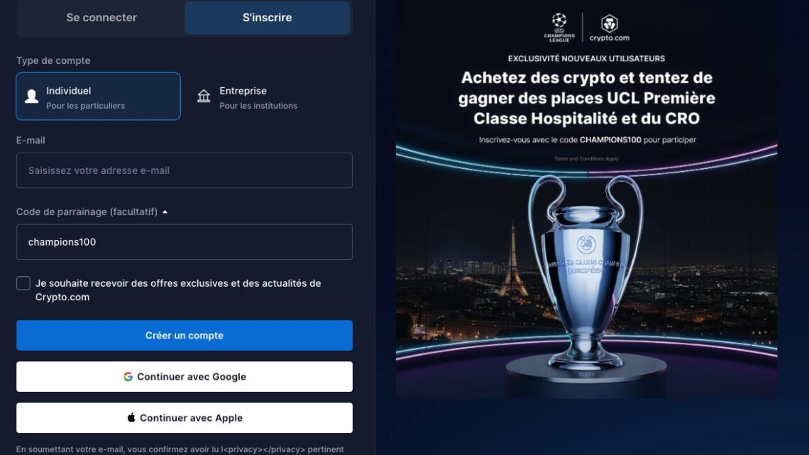 Crypto.com vous envoie en Ligue des Champions en VIP !