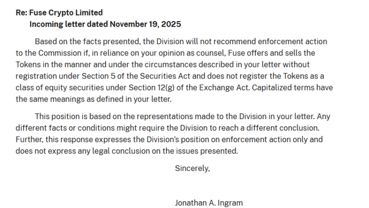 Régulation : la SEC des États-Unis délivre une lettre de non-intervention au projet crypto Fuse