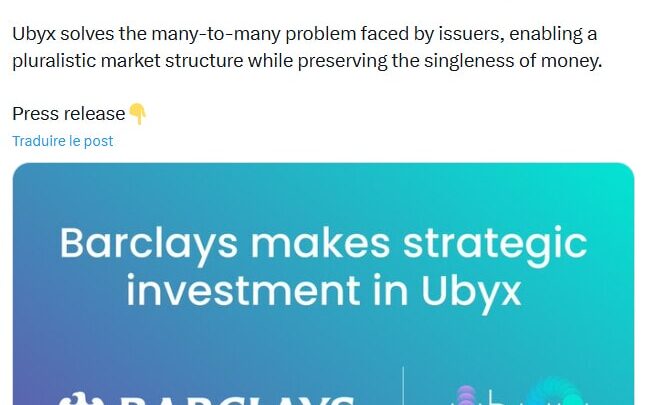 Crypto : la banque Barclays investit dans la startup de stablecoins Ubyx