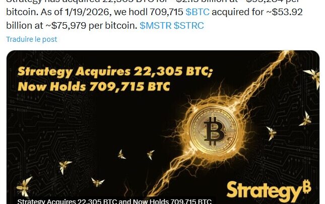 Bitcoin : avec son dernier achat de 2 milliards $, Strategy dépasse les 700 000 BTC en réserve