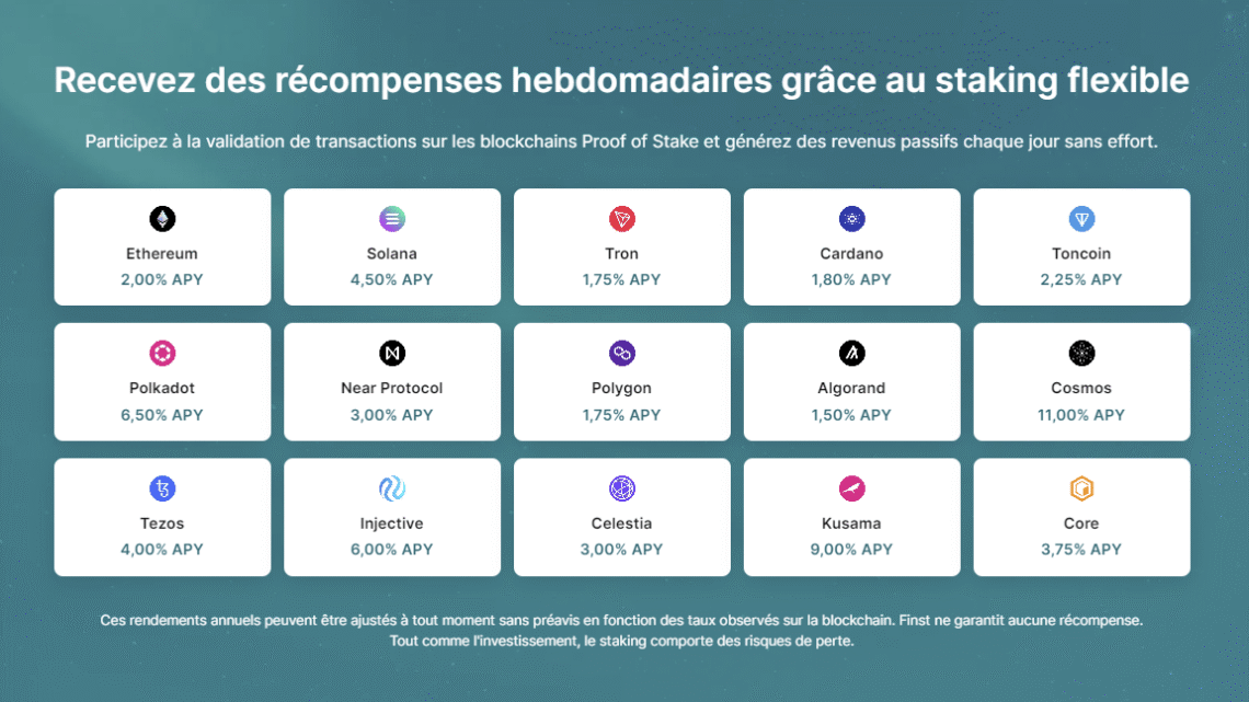 Finst élargit son offre de staking avec 8 cryptos supplémentaires