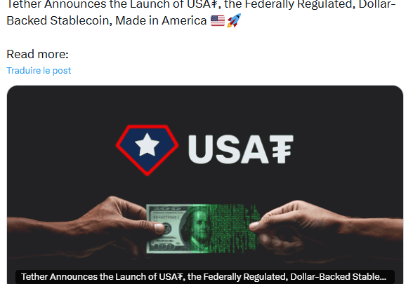 USAT : le nouveau stablecoin de Tether, conforme au GENIUS Act, est prêt à conquérir le marché US