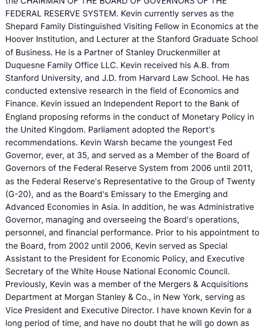 Bitcoin et crypto : le président Trump désigne Kevin Warsh pour remplacer Powell à la tête de la Fed