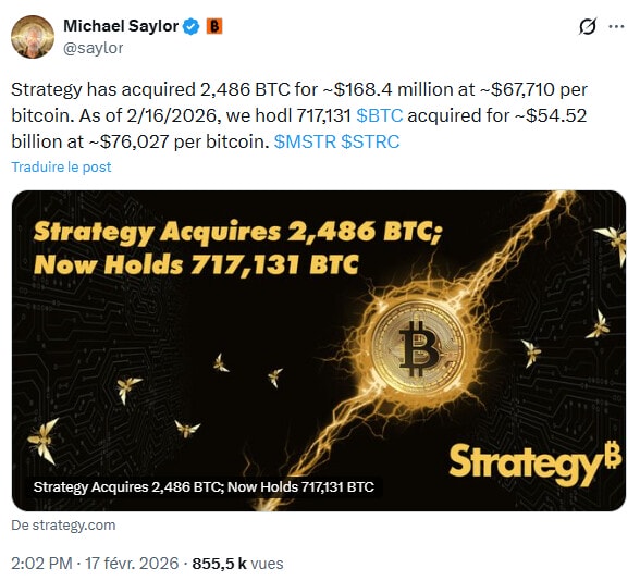 Bitcoin : Strategy et Michael Saylor achètent encore 168 millions $ de BTC de plus