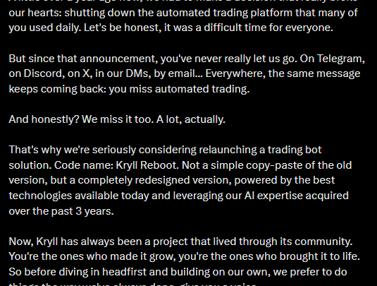 Kryll Reboot : le comeback inattendu des bots de trading ?