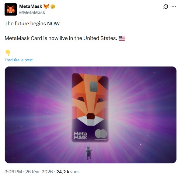 MetaMask et Mastercard lancent une carte crypto aux États-Unis