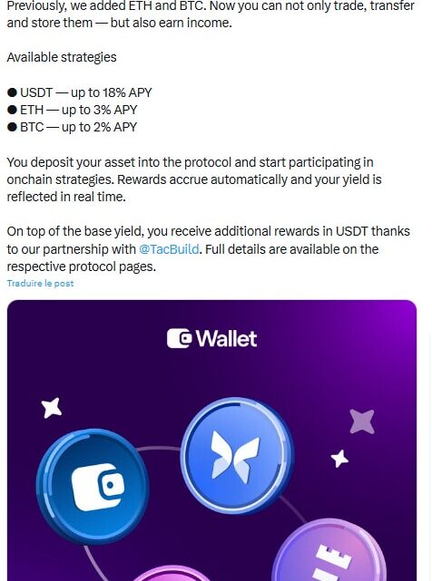TON Wallet propose de gagner des intérêts sur Bitcoin, Ethereum et le stablecoin USDT
