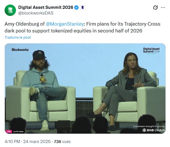 Crypto : Morgan Stanley se prépare à la tokenisation des actions, comme beaucoup d’institutionnels