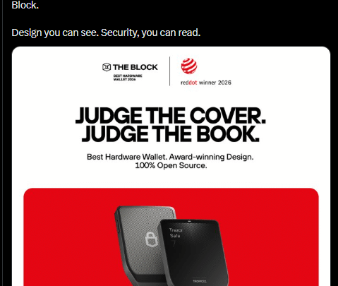 Le Trezor Safe 7 récompensé au Red Dot Award 2026, une première pour un wallet crypto grand public