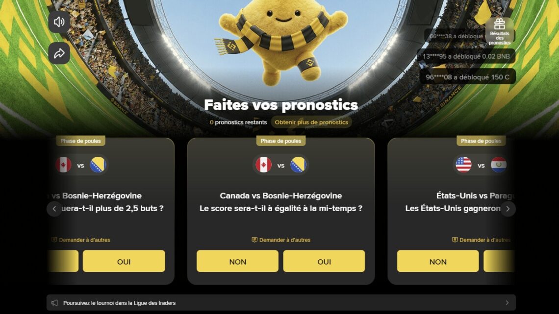 Binance Pick & Win 2026 :  réclamez votre part des 4 millions de dollars pendant la coupe du monde !