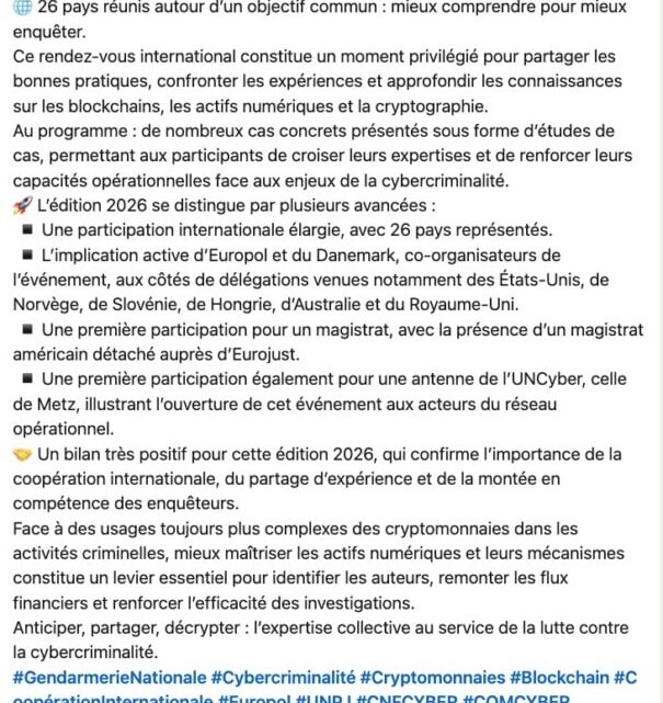 Agression crypto : la gendarmerie forme les enquêteurs de 26 pays
